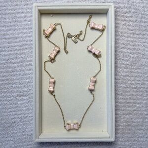 Kate Spade Take A Bow Necklace Pink Enamel Gold Tone Barbiecore